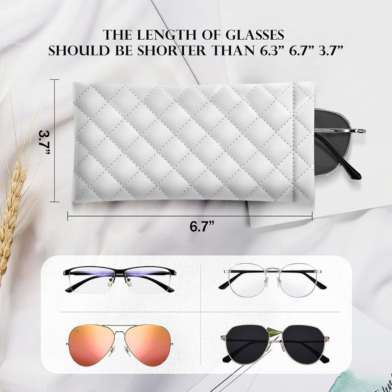 COMF-PRO Store Squeeze Top Sunglass Pouch - Portable Sunglass Organizer Pouch Bags Soft PU Leather Glasses 2 Pack - Image 3